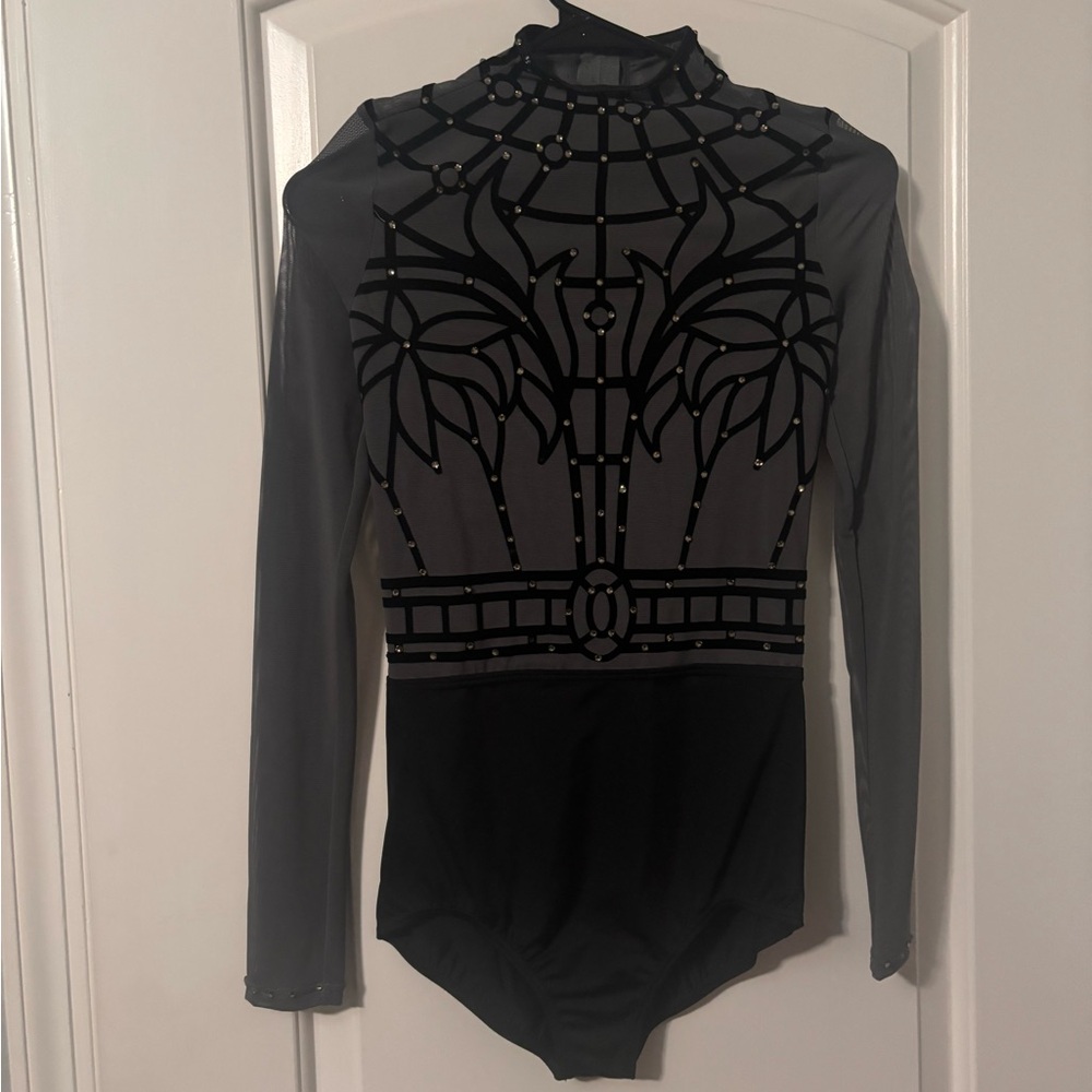 Adult, small lyrical or contemporary dance costume, black and gray